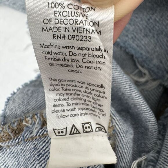 Pacsun Crop Denim Jacket Medium Graffiti Skater Distressed Painted Art Sun Peace - Picture 10 of 13